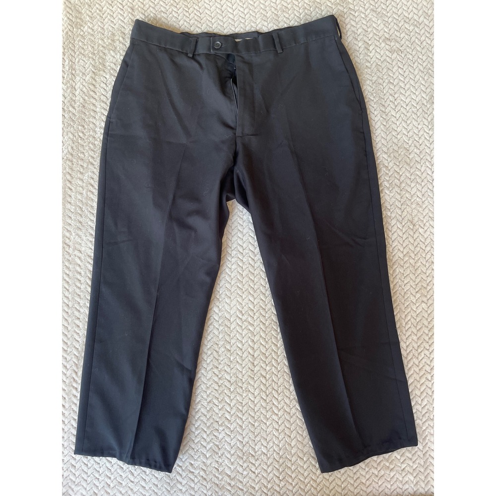 Perry Ellis Portfolio Mens Black Dress Pants 36x30 Flat Front Slacks